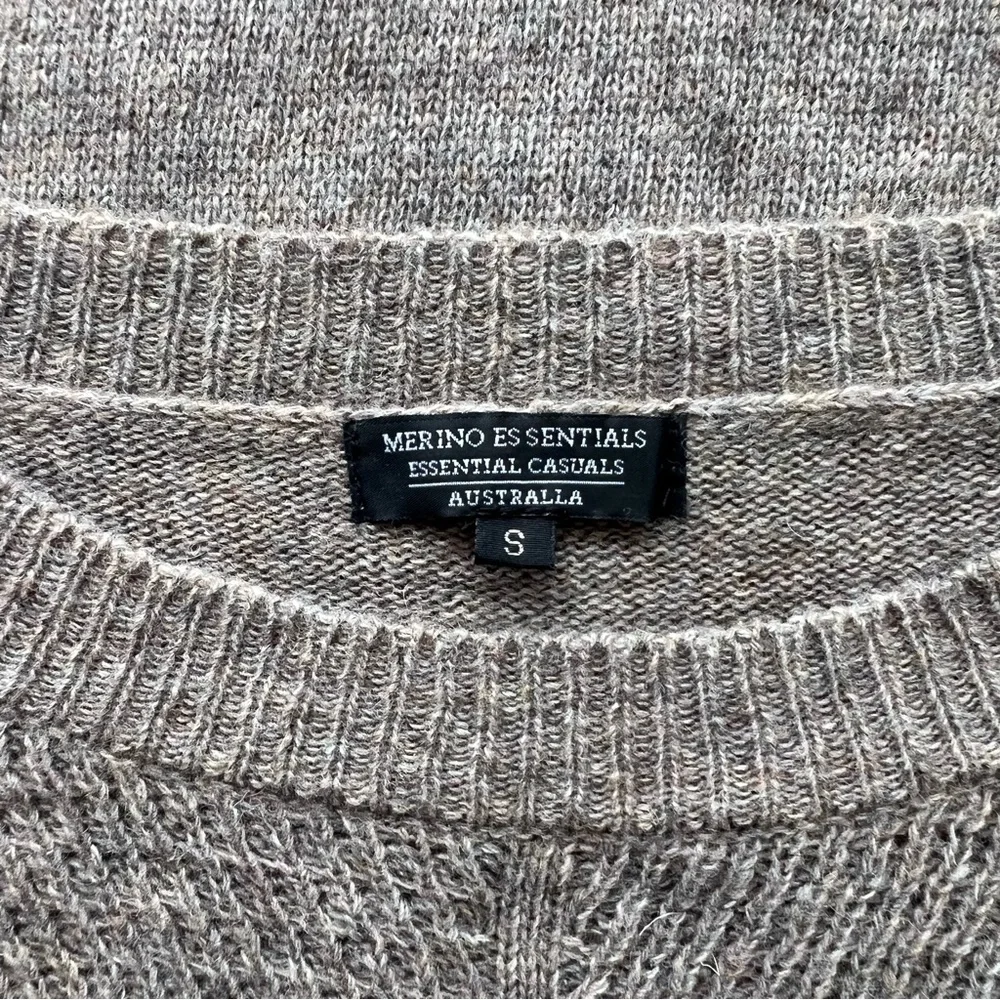 Merino Essentials Womens Jumper Sweater Knit Brown Merino Wool Blend Size S 8/10 - Picture 9 of 12